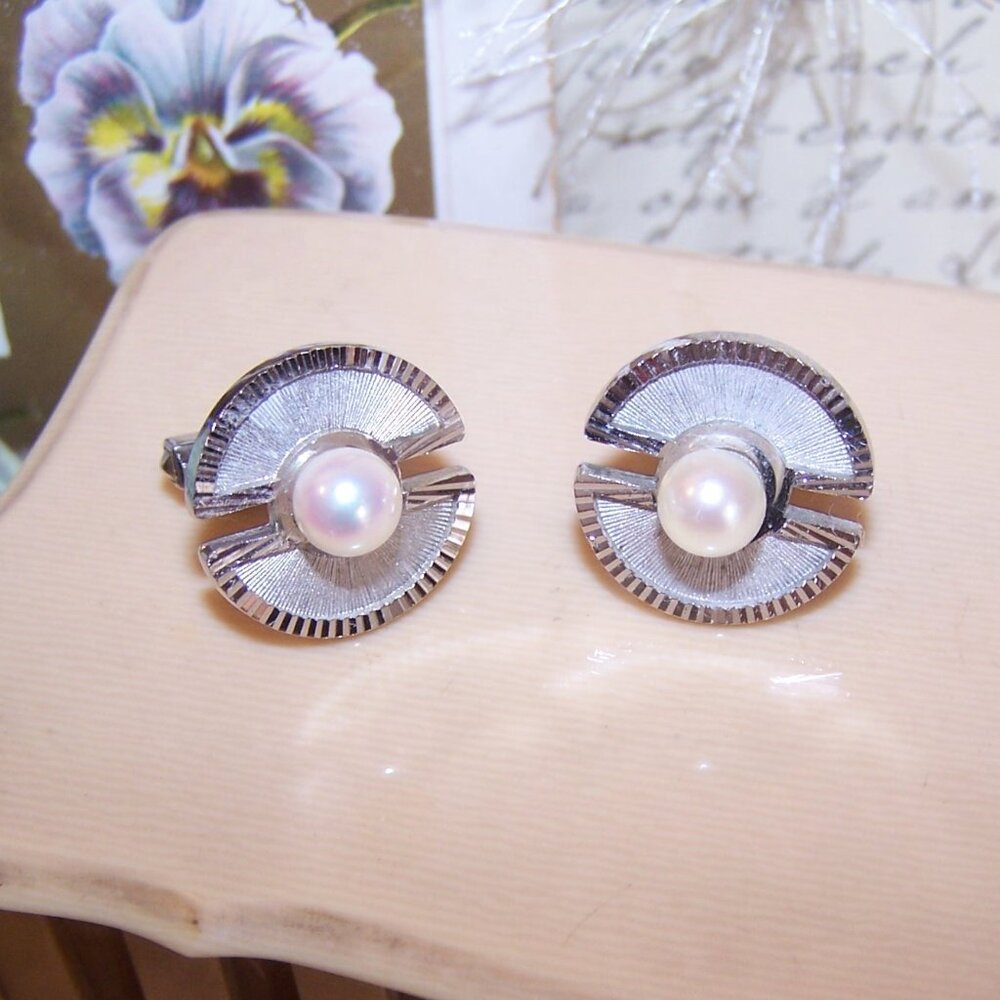 Made in Japan Sterling Silver Cultured Pearl Cufflinks | Cuff Links